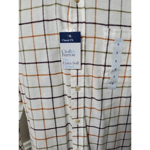 Croft & Barrow Men's White Cotton Collared Long Sleeve Buttons Down Shirt Size M - Picture 3 of 11